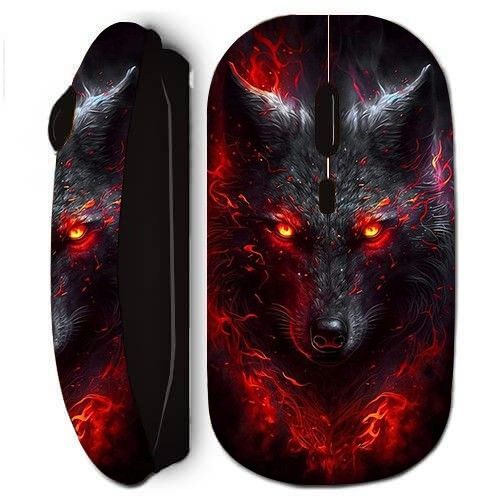 Souris noir Sans Fil Loup noir feu rouge
