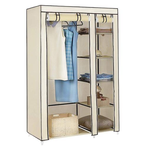 Armoire De Rangement, Penderie De Vêtement Pliable En Tissu Non-Tissé, 110*45*175cm, Beige