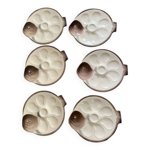 6 Assiettes Longwy Modle Copenhague Marron