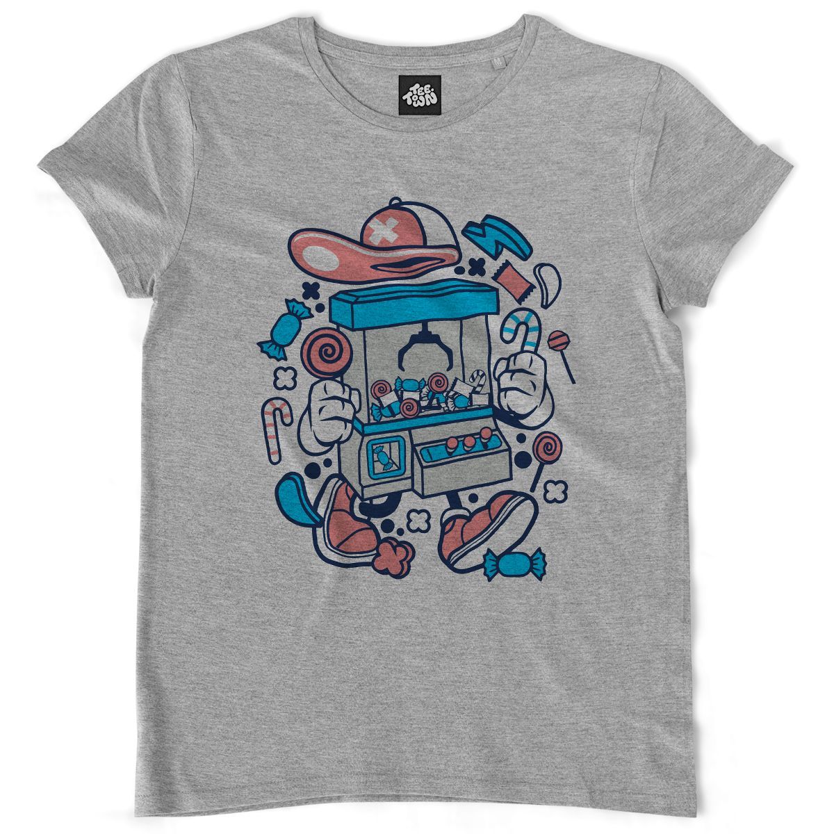 Teetown - T Shirt Femme - Monsieur Pince - Geek Sucre Bonbon Friandise Jeux Fête Foraine - 100% Coton Bio