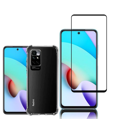 Coque Silicone Tpu Souple Pour Xiaomi Redmi 10 6.5" Anti-Choc Ultra Résistant Avec Coins Renforcés - Transparent + 1 Film Verre Trempé - Noir