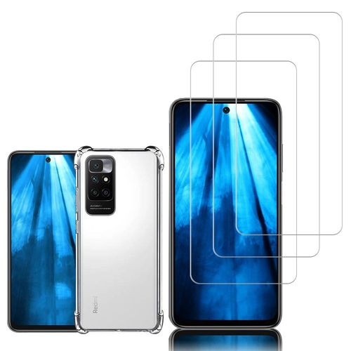 Coque Silicone Tpu Souple Pour Xiaomi Redmi 10 Prime 6.5" Anti-Choc Ultra Résistant Avec Coins Renforcés - Transparent + 3 Films Verre Trempé - Transparent