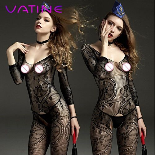 Collant À Entrejambe Ouvert, Perspective Exotique, Combinaison Catsuit En Résille, Une Pièce, Manches Longues, Intimes Érotiques