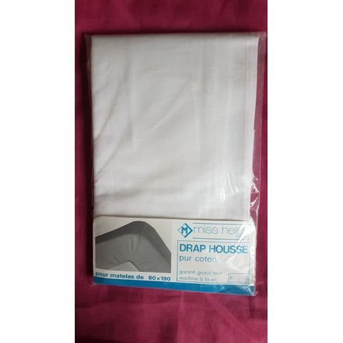 Drap Housse Blanc Coton 80 X 190 Cm