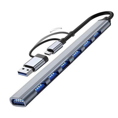 Hub USB/USB-C avec 1 USB3.0 + 6 USB2.0 Argent