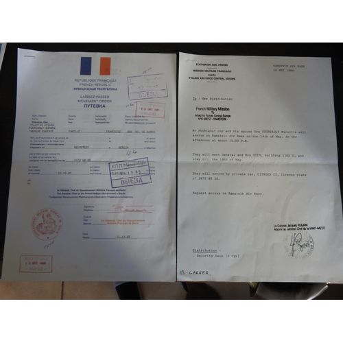 Laisser-Passer 13 Octobre 1985 General Militaire Berlin / French Military Mission Allied Air Forces / Nom : Valentin Foucault