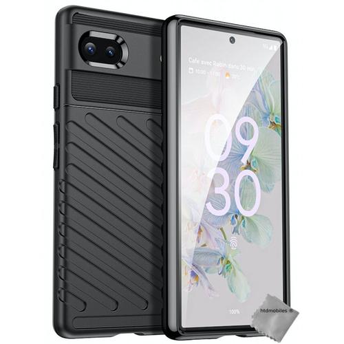 Coque Pour Google Pixel 6a 5g - Housse Etui Silicone Gel Thunder + Verre Trempe - Noir