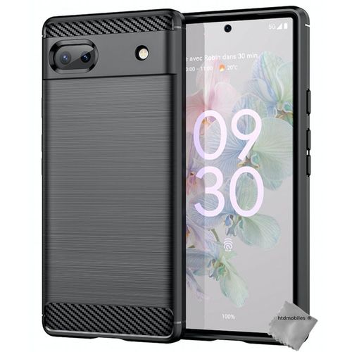 Coque Pour Google Pixel 6a 5g - Housse Etui Silicone Gel Carbone + Film Ecran - Noir