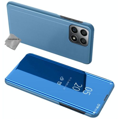 Housse Pour Huawei Honor X8 - Etui Coque Portefeuille Clear View + Film Ecran - Bleu