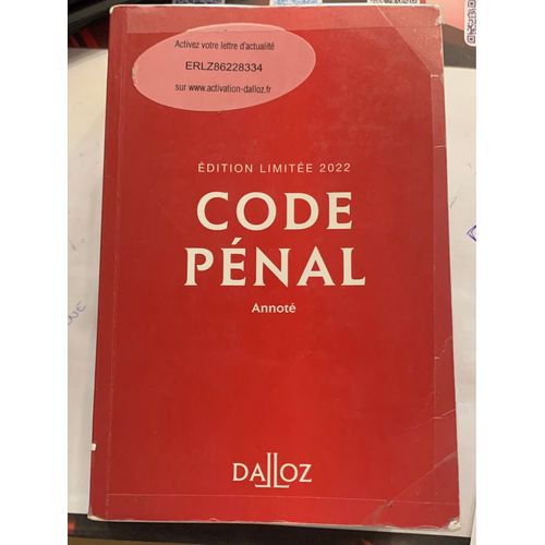 Code Pénal Annoté Édition Limité 2022