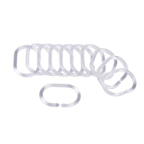 Paris Prix - Lot De 12 Anneaux De Rideau De Douche Translucides "Vitamine Ii" 6cm Blanc