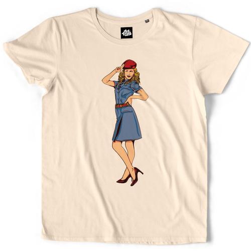 Teetown - T Shirt Homme - Hotesse Pin Up - Retro Police Old School Vintage Train Uniforme Avion - 100% Coton Bio