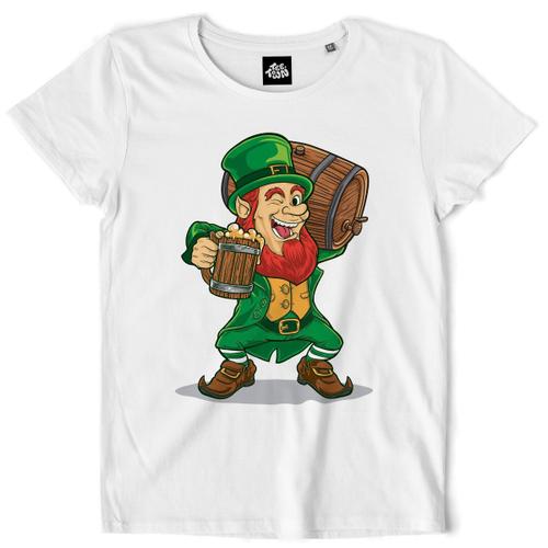 Teetown - T Shirt Femme - Irish Leprechaun - St Patricks Day Bière Carnaval Irelande Alcool Lutin - 100% Coton Bio
