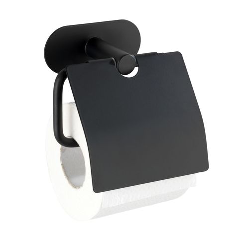Dérouleur Papier Wc Avec Couvercle Orea En Acier Inox - Noir