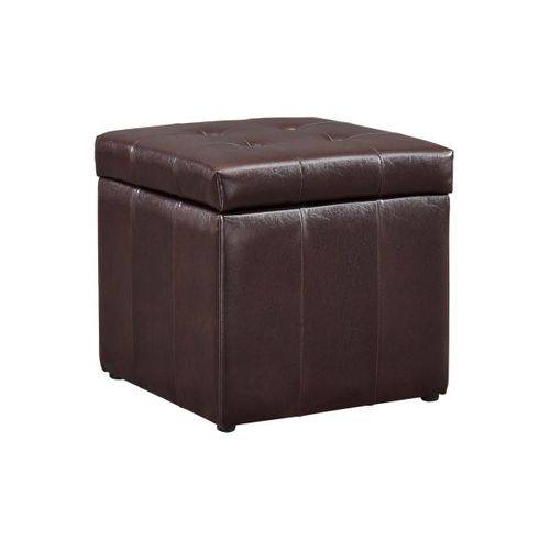Pouf Coffre De Rangement Serafino En Simili - Marron