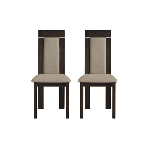 Lot De 2 Chaises Belinda - H?Tre Et Tissu - Coloris : Noyer Et Beige