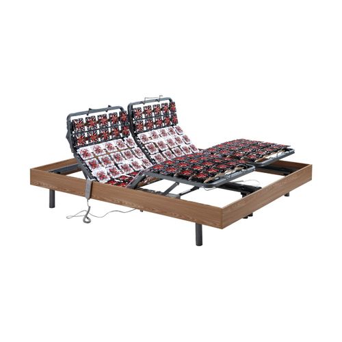 Sommier Électrique De Relaxation 2x48 Plots Déco Bois Chêne Naturel De Dreamea - 2 X 70 X 190 Cm - Moteurs Okin