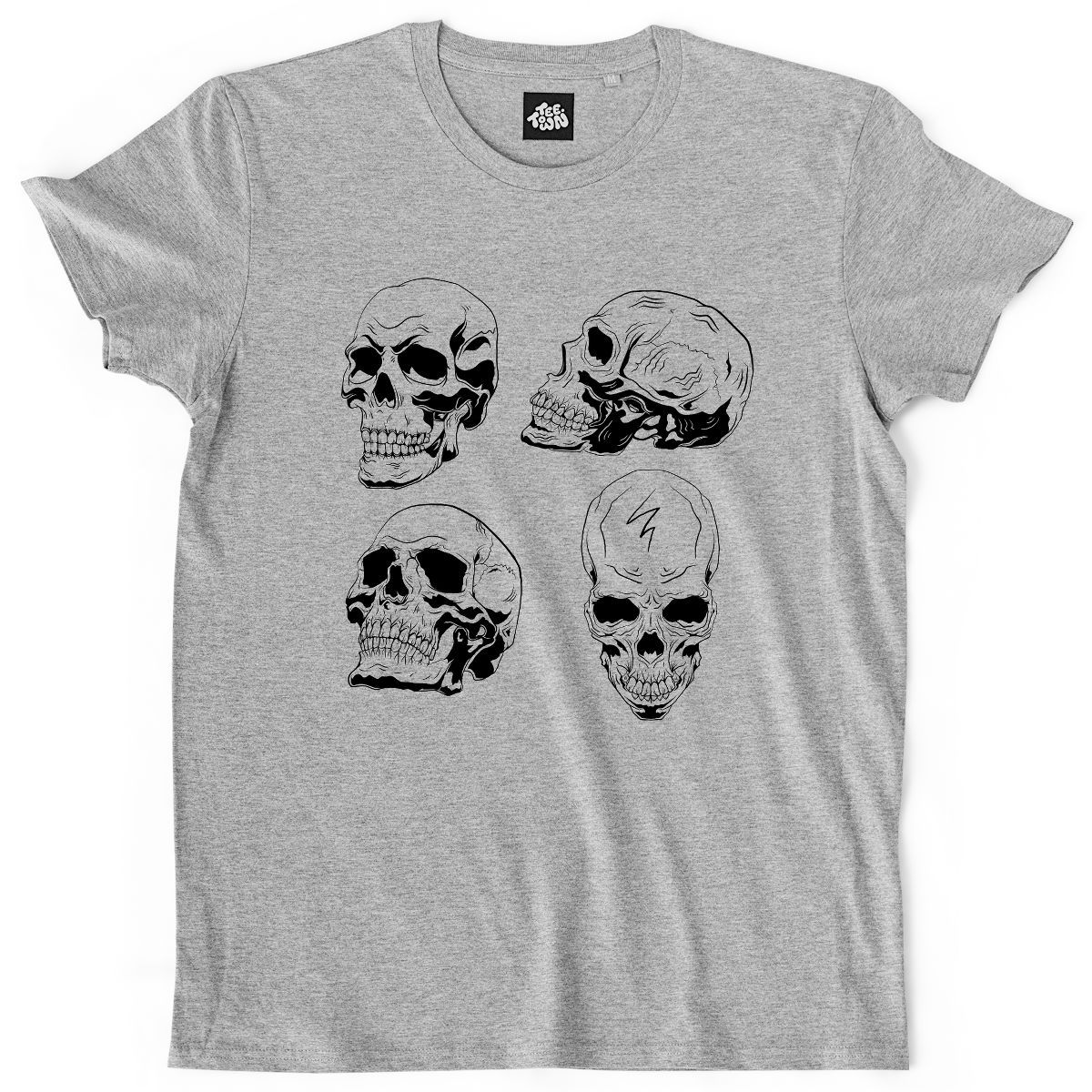 Teetown - T Shirt Homme - Skulls - Tatoo Rock Halloween Metal Death Hard - 100% Coton Bio