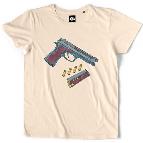 Teetown - T Shirt Homme - Gun Cartoon - Marine Police Gangster Pistols Weapon Gang - 100% Coton Bio