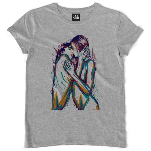 Teetown - T Shirt Femme - Femmes Sexy Peinture - Art Gay Lgbt Tableau Artiste Moderne Lesbiennes - 100% Coton Bio