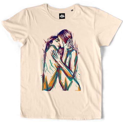 Teetown - T Shirt Homme - Femmes Sexy Peinture - Art Gay Lgbt Tableau Artiste Moderne Lesbiennes - 100% Coton Bio