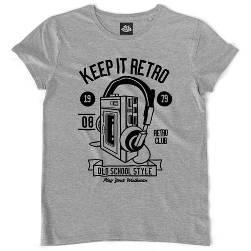 Teetown - T Shirt Femme - Retro Walkman - Vintage Musique 90's Cassettes Baladeur Oldschool - 100% Coton Bio