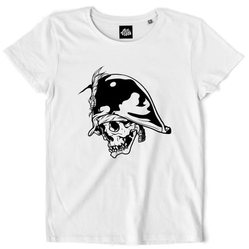 Teetown - T Shirt Femme - Pirate Mort - Skull Carte Squelette Caraïbes Ancre Barbe Noire - 100% Coton Bio