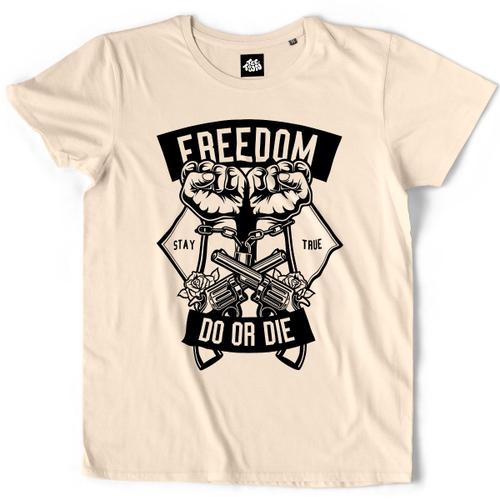 Teetown - T Shirt Homme - Freedom Fight - Panther Pistolet Esclavage Apartheid Liberté - 100% Coton Bio