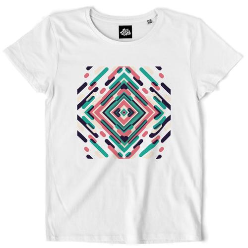 Teetown - T Shirt Femme - Géométrie Abstraite - Art Sacré Ordinateur Artiste Moderne Algorithme - 100% Coton Bio