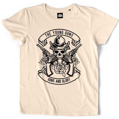 Teetown - T Shirt Homme - Oldschool Cowboy - Usa American Amérique Billy The Kid Pistolet - 100% Coton Bio