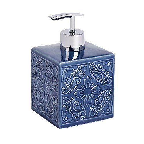 Wenko 22653100 Cordoba Distributeur De Savon Céramique Bleu 8,5 X 8,5 X 14,0 Cm