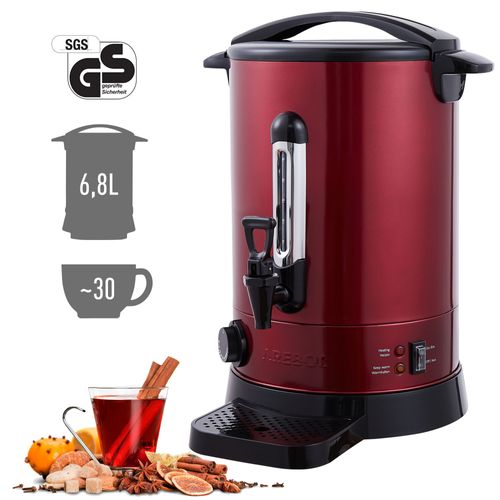 AREBOS Distributeur de Boissons 6,8 L Chaudes Bouilloire Marmite Vin Chaud Thé