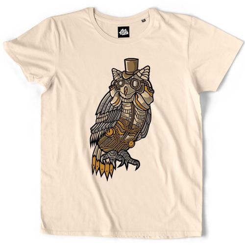 Teetown - T Shirt Homme - Chouette Mécanique - Animal Robot Vintage Hiboux Invention Oiseau Mécano - 100% Coton Bio