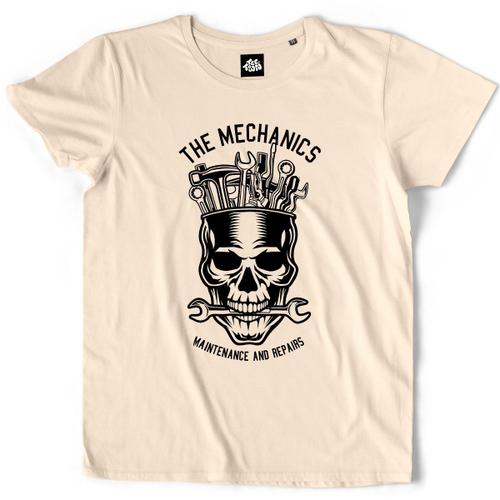 Teetown - T Shirt Homme - Le Mécanicien - Outils Squelette Garagiste Réparation Maintenance Métier Garage Mécano - 100% Coton Bio