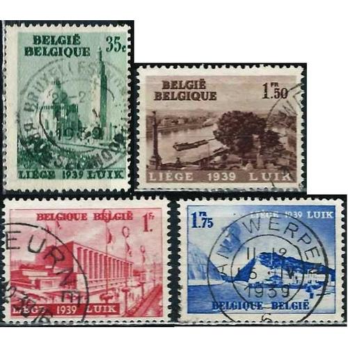 Belgique 1939, Beaux Timbres Yvert 484 485 486 487, Publicite Pour L' Exposition Internationale De Liege, Obliteres, Tbe