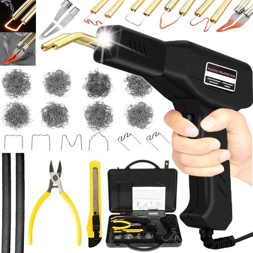 220W Soudage Plastique Machine,220V Souder Plastique Machine,2 en 1 Kit de Soudage Plastique avec 800PCS Agrafeuse Chaud,Kit Reparation Souder Plastique pour Rparation de Pare-Chocs Voiture (noir)