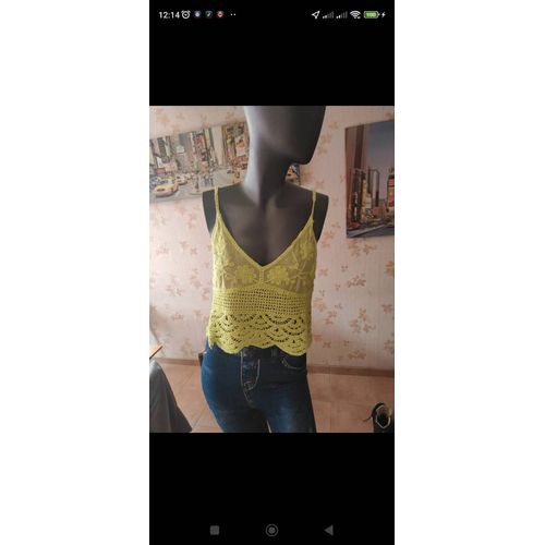 Jolie Débardeur Vert Pomme Avec Dentelle Pour Femme Taille S/M Neuf Sans Étiquette.