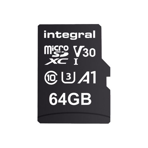 Integral UltimaPro - Carte mémoire flash - 64 Go - A1 / Video Class V30 / UHS Class 3 / Class10 - microSDXC UHS-I