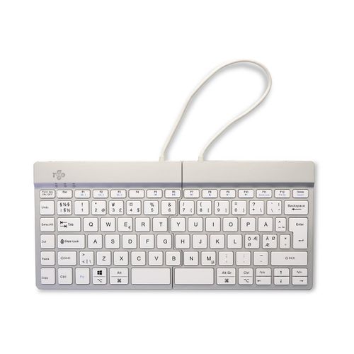 R-Go Clavier Ergonomique Split break - Clavier - avec indicateur de rupture intégré - sans fil - Bluetooth 5.0 - QWERTY - Nordique - blanc