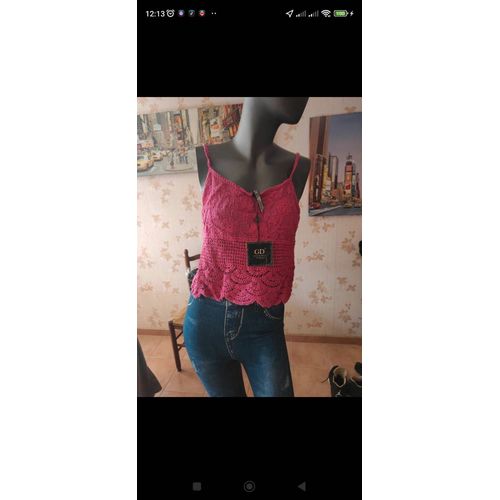 Jolie Débardeur Rose Avec Dentelle Pour Femme Taille S/M Neuf Avec Étiquette.