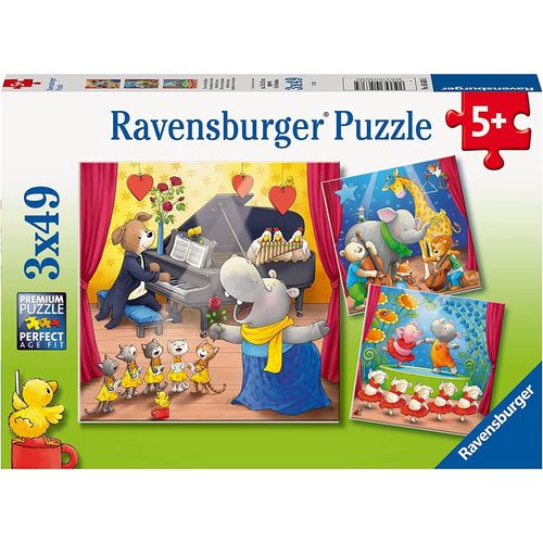 3 Puzzles - Animaux Sur Scène - 49, 49 Et 49 Pièces