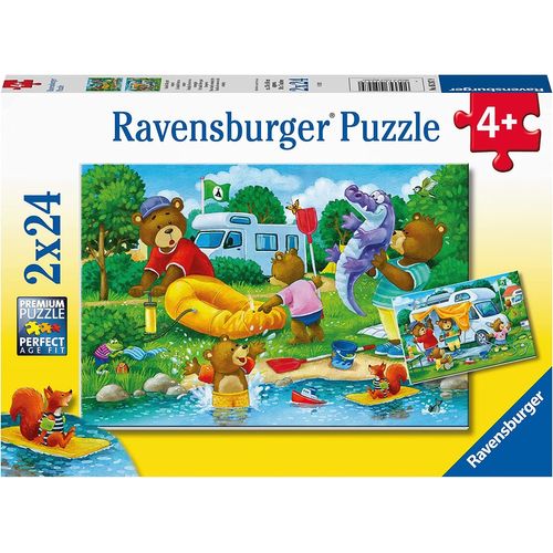 2 Puzzles - La Famille Bear Fait Du Camping - 24 Et 24 Pièces
