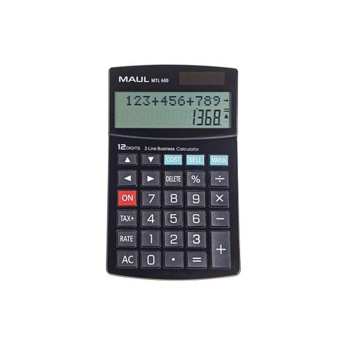 Maul MTL 600 - Calculatrice de bureau - 12 chiffres - panneau solaire, pile - noir