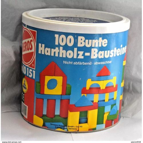 Baril 147 Cubes Briques De Construction En Bois - Heros