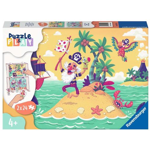 2 Puzzles - Puzzle & Play - Pirates - 24 Et 24 Pièces