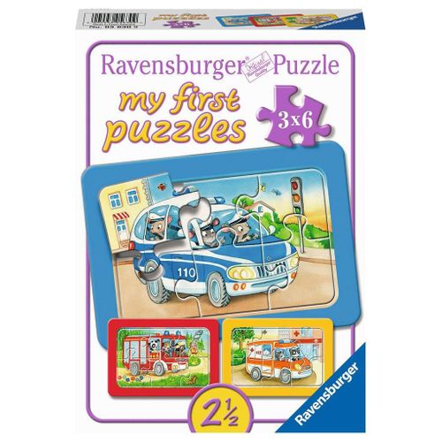 Puzzle Cadre - 3 Puzzles - Animaux En Action - 6, 6 Et 6 Pièces