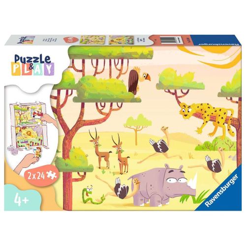 2 Puzzles - Puzzle & Play - Safari - 24 Et 24 Pièces