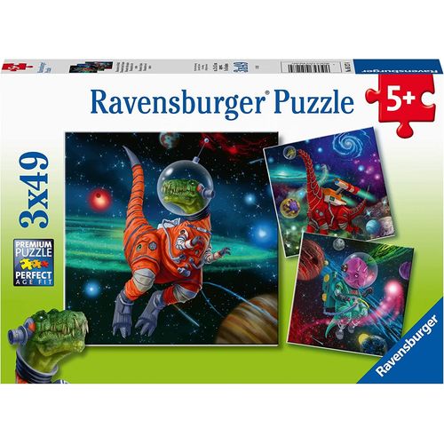 3 Puzzles - Dinosaurs In Space - 49, 49 Et 49 Pièces