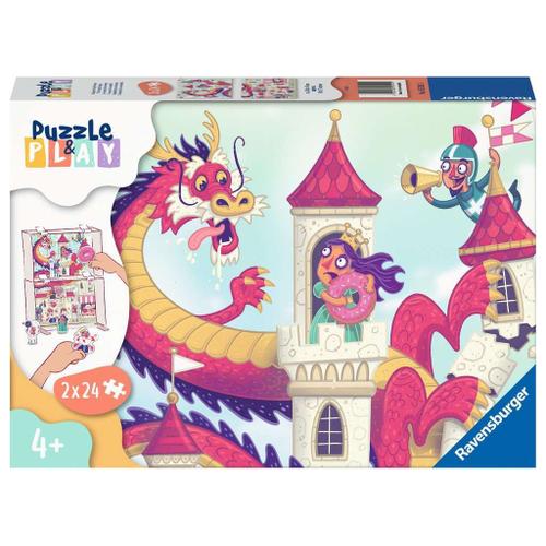 2 Puzzles - Puzzle & Play - Royaume Des Beignets - 24 Et 24 Pièces