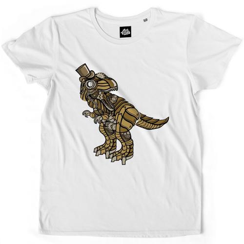 Teetown - T Shirt Homme - T Rex Mécanique - Robot Vintage Ancien Invention Préhistoire Dinosaure Prédateur Oldschool - 100% Coton Bio